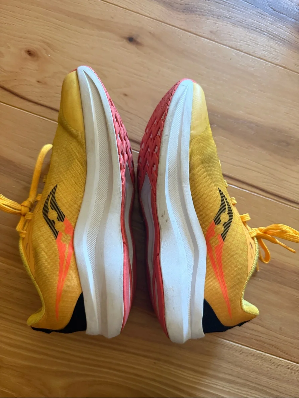 Saucony Yellow Kids Running Sneakers with Black Accents